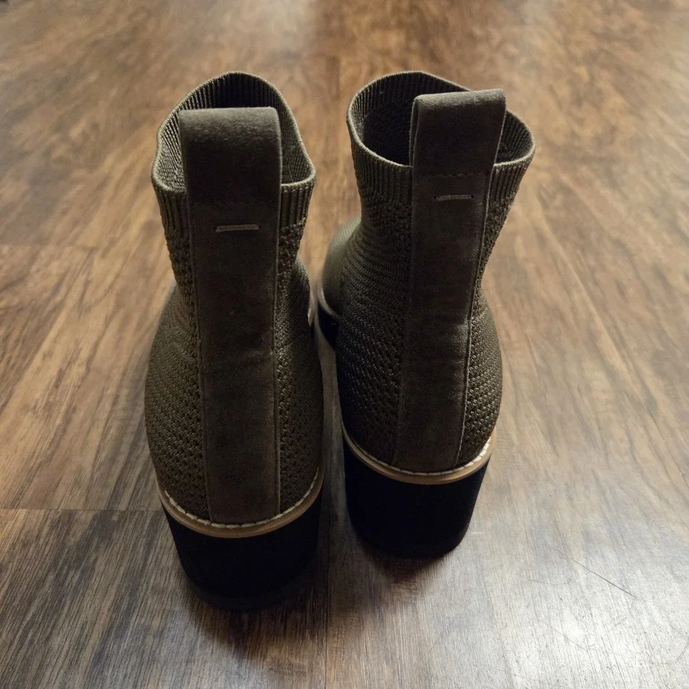 Eileen Fisher London Bootie Womens 7 Graphite Stretch Fabric Wedge Snow Winter